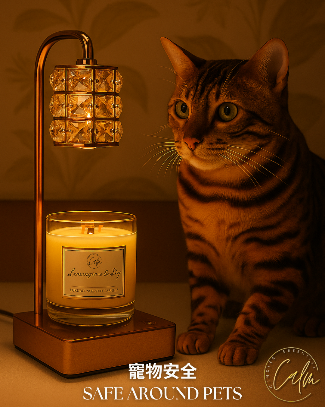 Calm Candles Essential -  Electric Crystal Candle Wax Lamp Warmer, Housewarming for Mom, Dimmable Candle Lamp Compatible with Jar Candles, Candle Holder for Home Decor Aesthetic