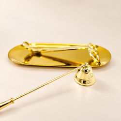 Deko-Kerzenpflegeset | Goldenes Kerzenzubehör-Set enthält Dochtschere und Glockenschnäuzer mit Kordelzugbeutel für Kerzenliebhaber (Gold)