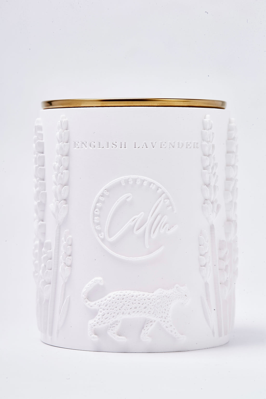 Luxuskerze aus Bienenwachs mit englischem Lavendelduft im Porzellantiegel – 227 g – Zwei Dochte aus Kirschholz – Calm Candles Essential