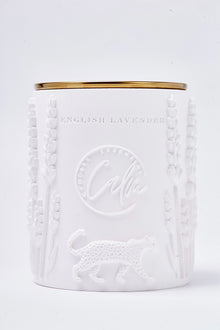 English Lavender Scented Beeswax Luxury Candle in Porcelain Jar – 8oz Dual Cherry Wooden Wicks – Calm Candles Essential