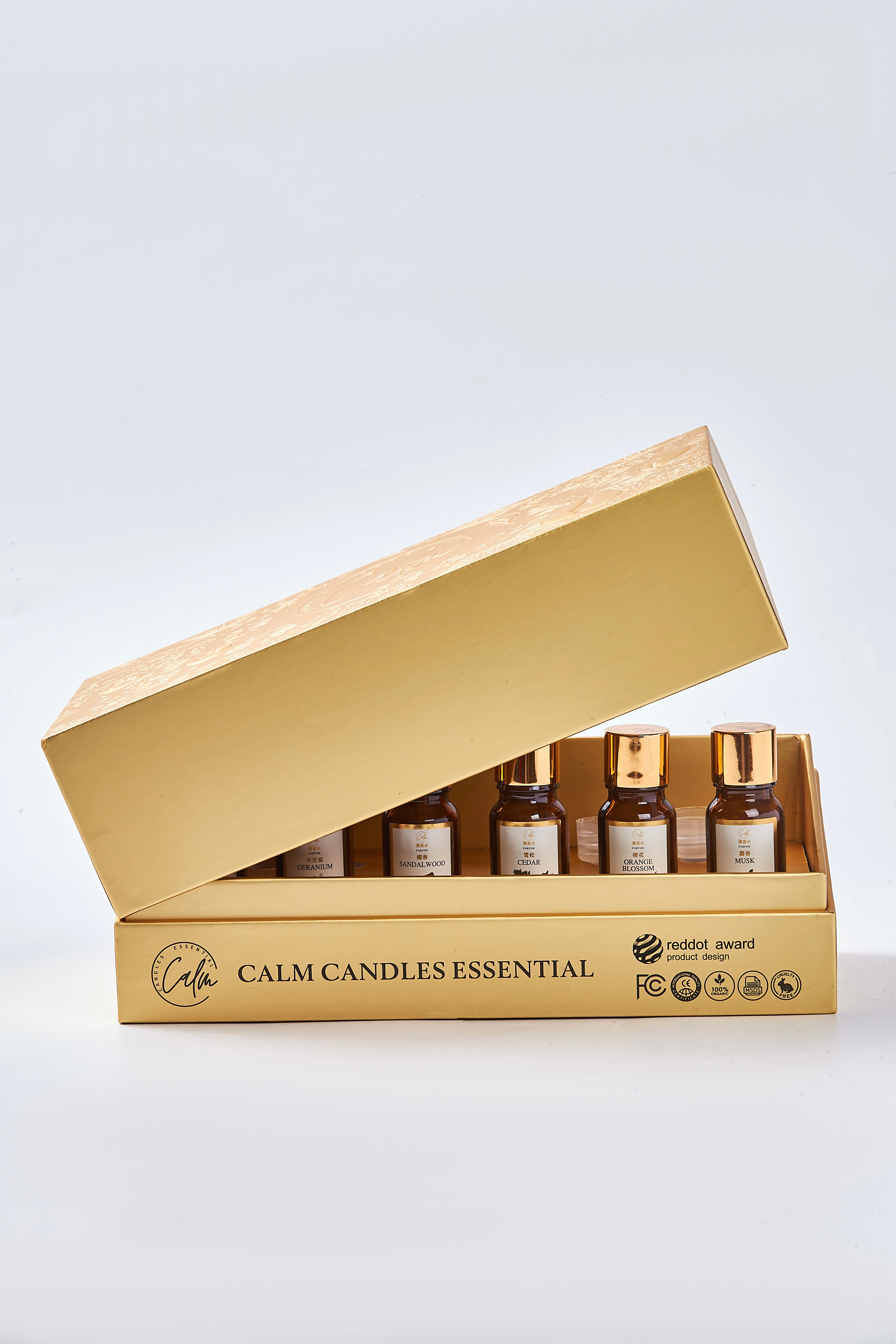 Calm Candles Essential Set – Deluxe Geschenk – 6 Parfumöle für jeden Diffusor + tragbares 10ml Gewinner-Parfumöl