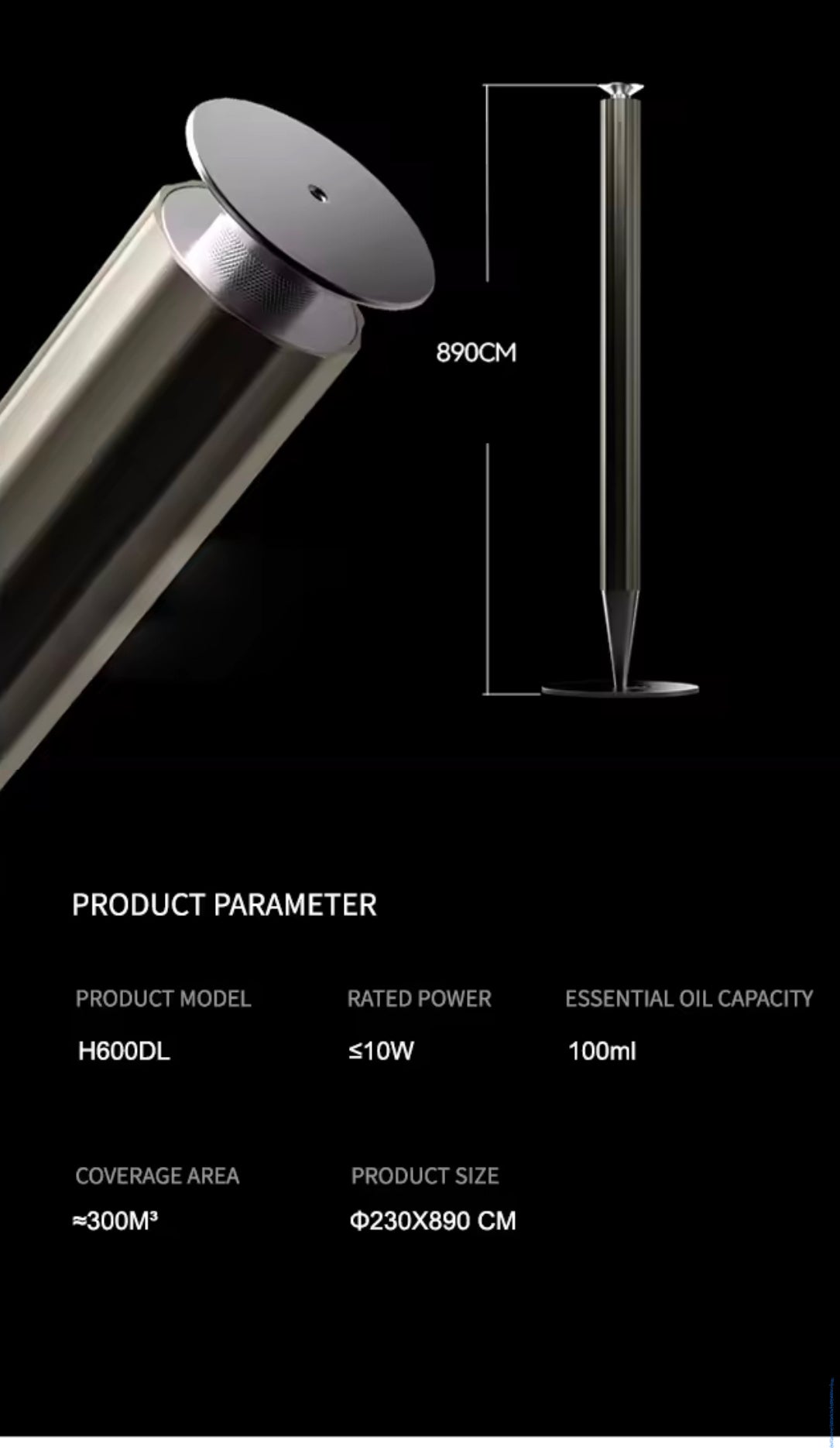 Calm Space 1000 - Free Fragrance & Stand (Industrial) Large Area Waterless Essential Oil Diffuser, Cordless Rechargeable Diffuser, Smart Bluetooth Diffuser, Luxury Wireless Aromatherapy Diffusers for Home, Office & Hotels, Champagne Gold- 10000 mah