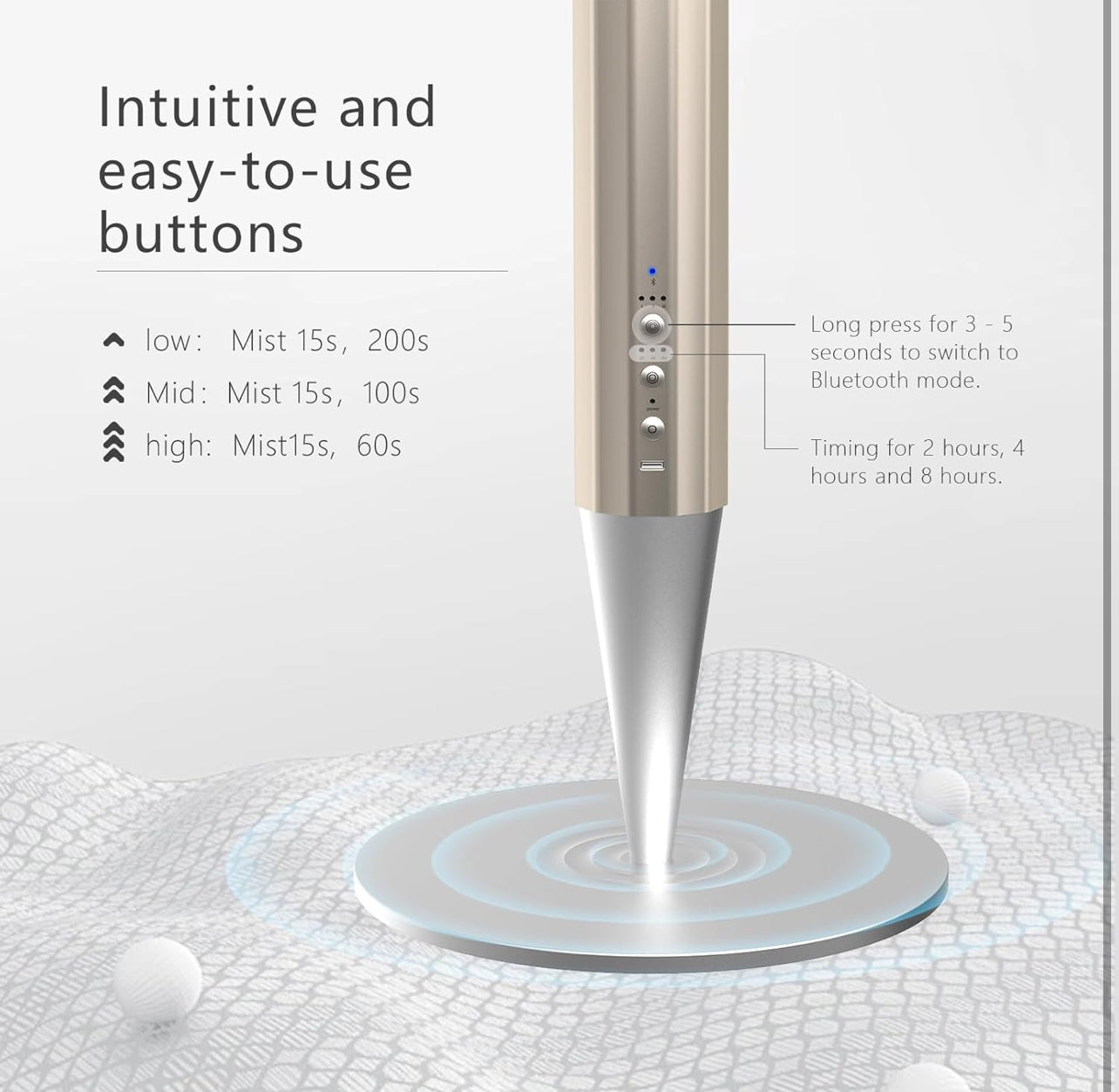 Calm Space 1000 - Free Fragrance & Stand (Industrial) Large Area Waterless Essential Oil Diffuser, Cordless Rechargeable Diffuser, Smart Bluetooth Diffuser, Luxury Wireless Aromatherapy Diffusers for Home, Office & Hotels, Champagne Gold- 10000 mah