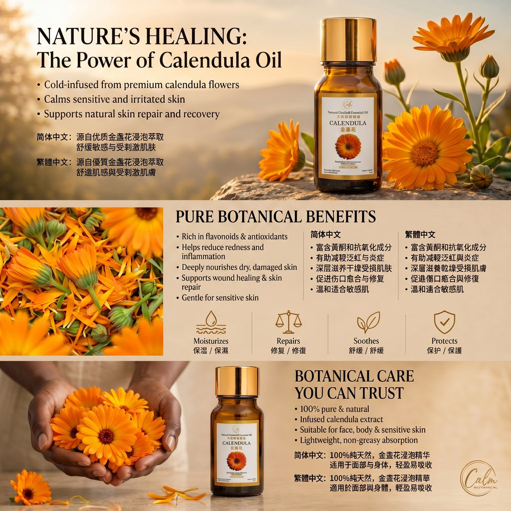 Ringelblumenöl 10ml | Calm Candles Essential – 100% reiner natürlicher Ringelblumenextrakt zur Hautregeneration, Beruhigung & Pflege empfindlicher Haut