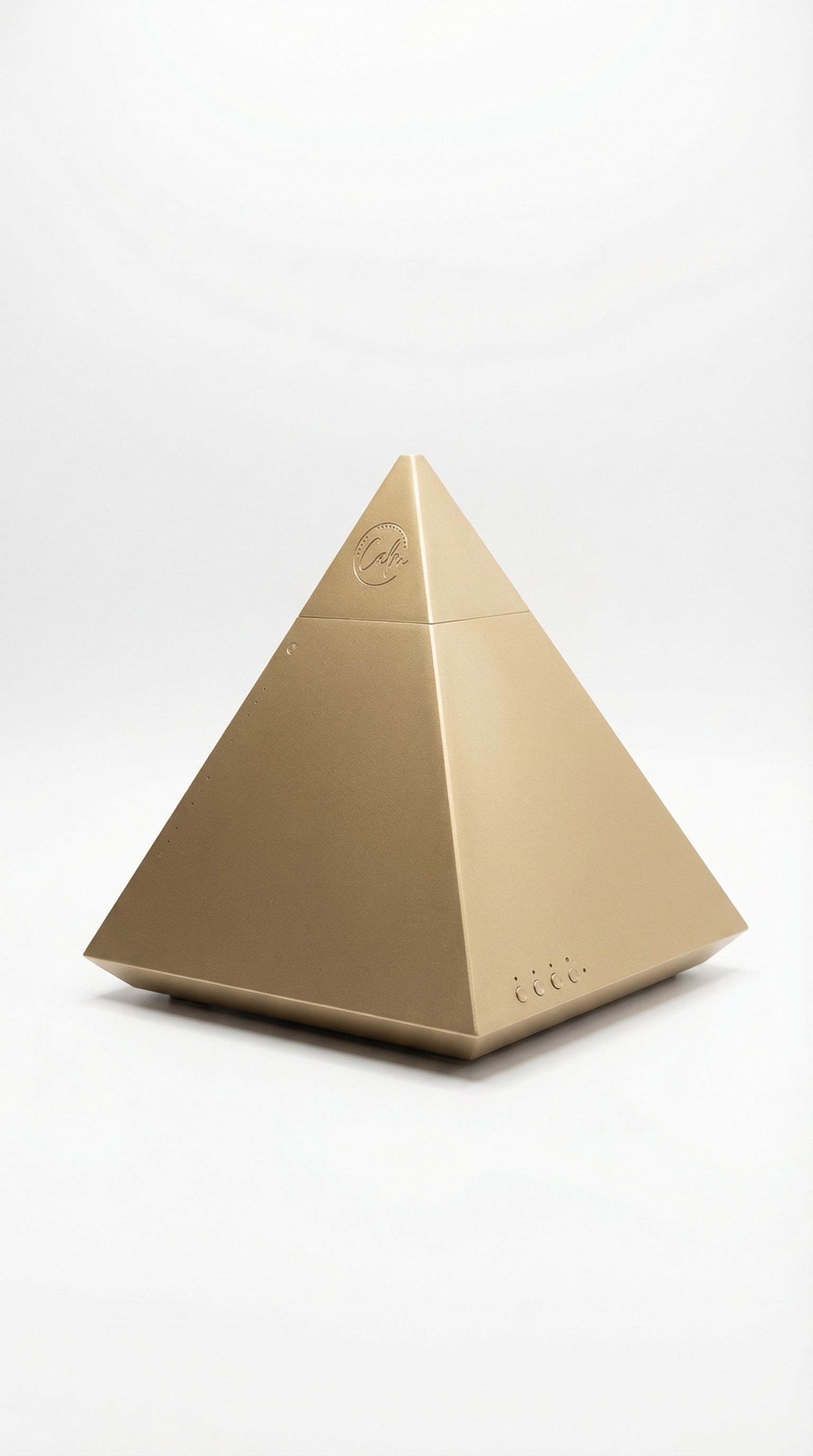 Gold Matte Ultrasonic Pyramid Aroma Waterless Cordless Diffuser – App-Controlled LED & Free 150 ml Oil (Type-C)