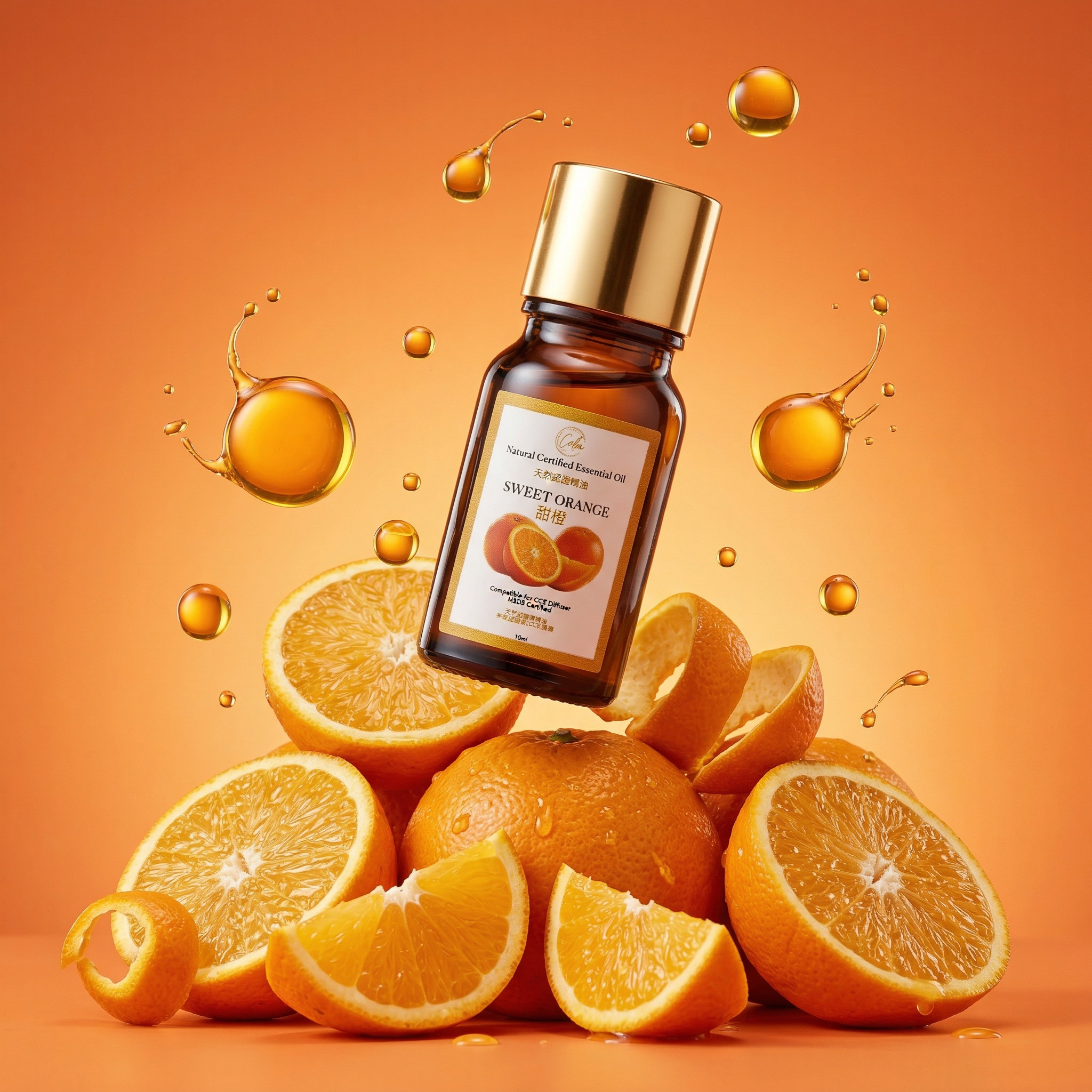 Calm Candles Essential – Süße Orange, zertifiziert Bio, unverdünnt, natürliches ätherisches Öl – Stimmungsaufhellende, erfrischende und belebende Aromatherapie | Steigert Energie, Entspannung und Raumduft – 10ml