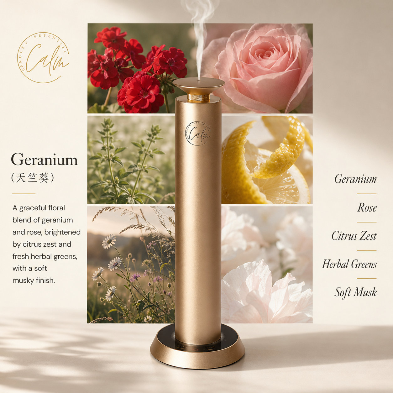 Calm Candles Essential Aroma Diffuser Mini Studio Pro:   Waterless Cordless Diffuser with Free 100ml Fragrance Oil - Type C (10,000 mah)