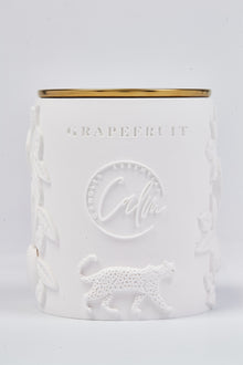 Grapefruit Scented Beeswax Luxury Candle in Porcelain Jar – 8oz Grapefruit Botanical Vegan Candle with Wood Wick | Calm Candles Essential