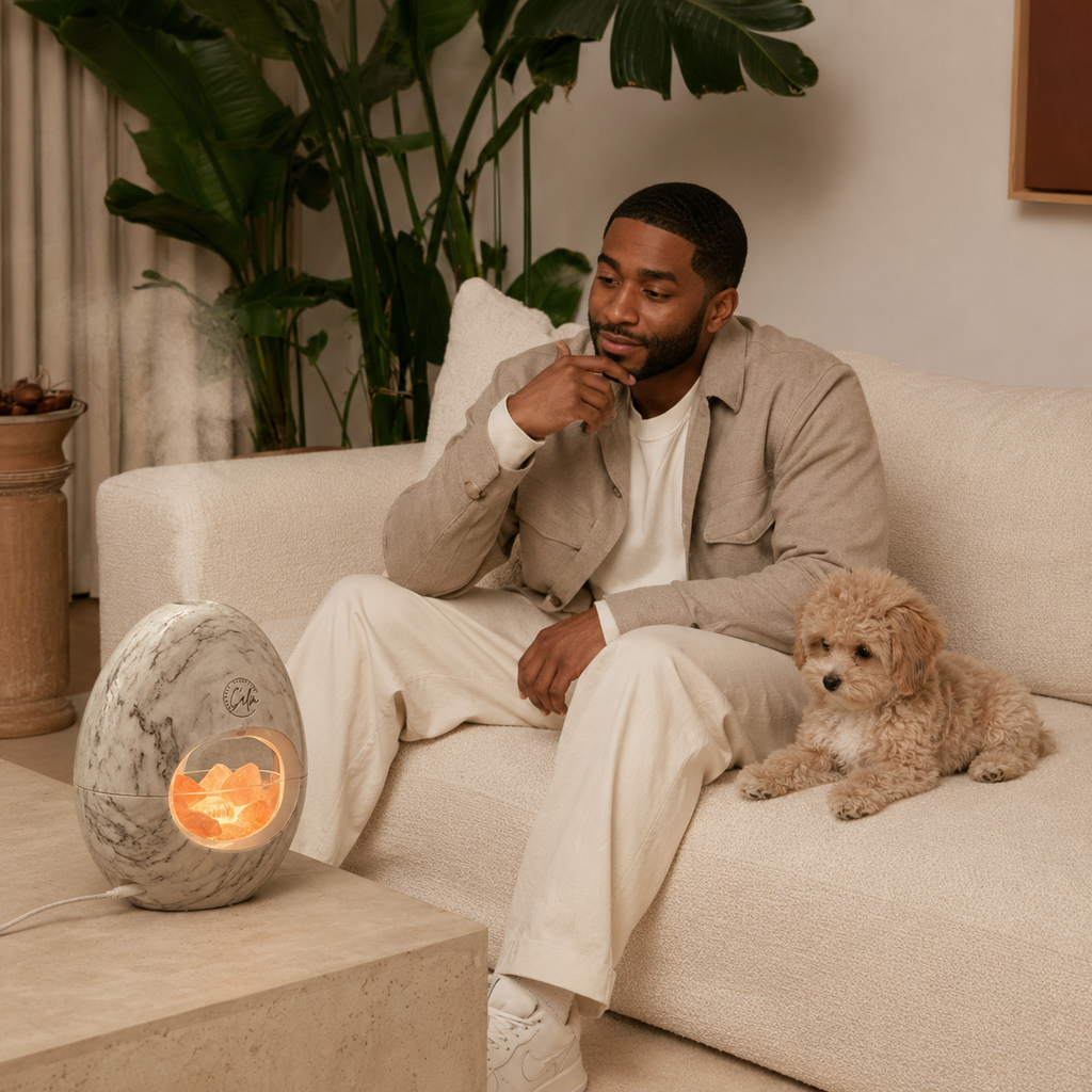 Calm Candles Essential - 3-in-1 Oil Night Light Diffuser Ionic 100% Pure Himalayan Rock Therapy Rock Lamp 250ml water capacity Auto-Off with for Home Living Room Bedroom