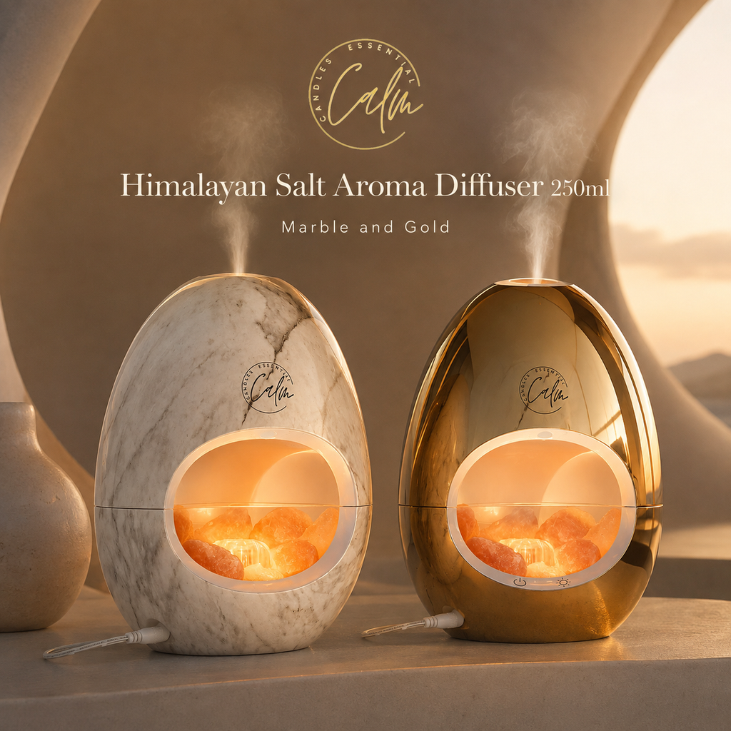 Calm Candles Essential - 3-in-1 Oil Night Light Diffuser Ionic 100% Pure Himalayan Rock Therapy Rock Lamp 250ml water capacity Auto-Off with for Home Living Room Bedroom