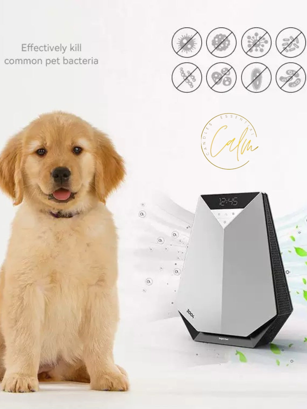 Calm Candles Essential – Portable 10000mAh Rechargeable Air Purifier & Odor Eliminator for Pets, Smoke, Kitchen Odor with Advanced UVC Sterilization Technology