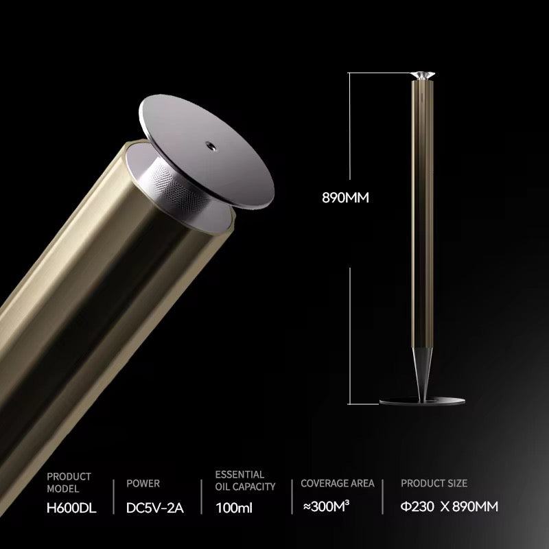 Calm Space 1000 - Free Fragrance & Stand (Industrial) Large Area Waterless Essential Oil Diffuser, Cordless Rechargeable Diffuser, Smart Bluetooth Diffuser, Luxury Wireless Aromatherapy Diffusers for Home, Office & Hotels, Champagne Gold- 10000 mah