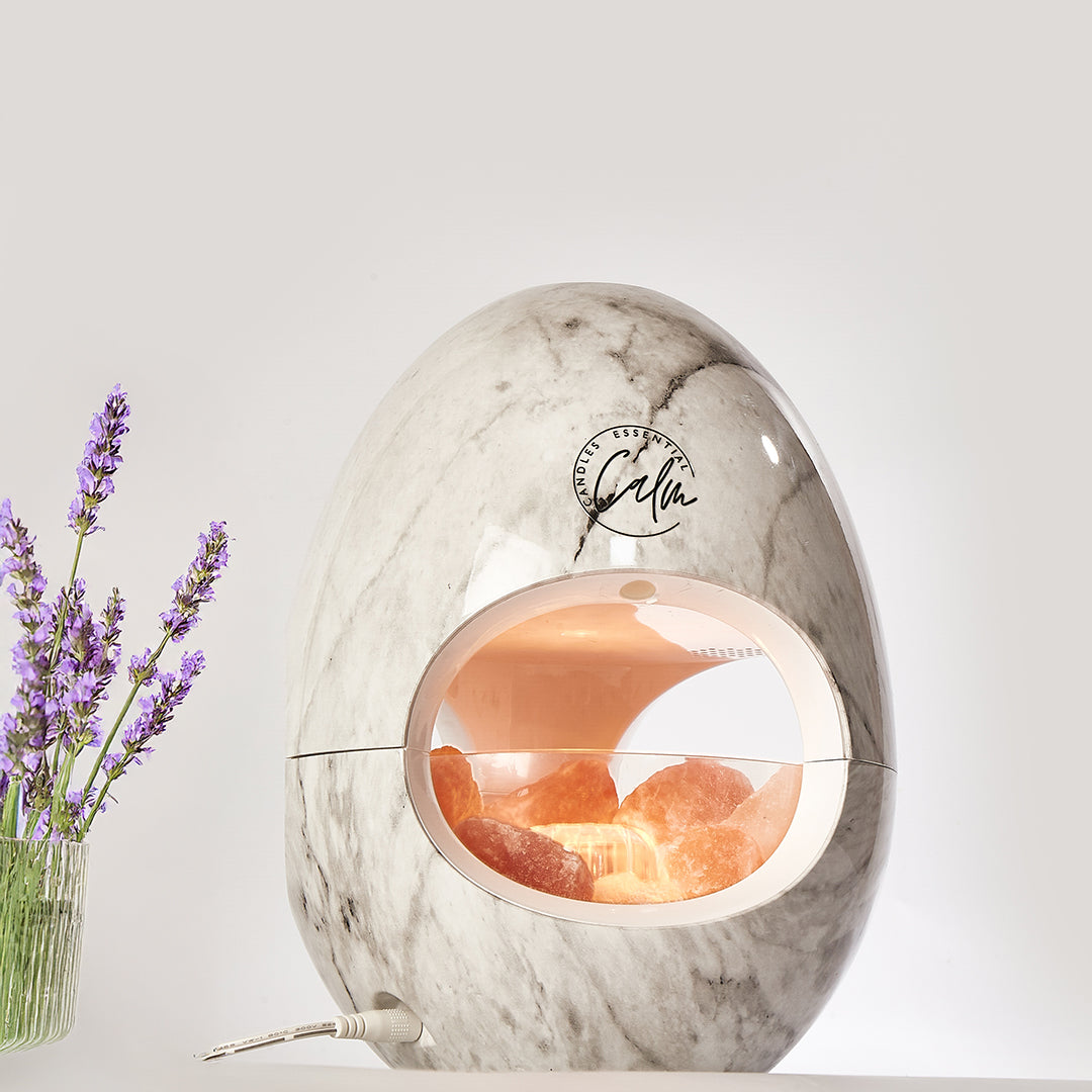Calm Candles Essential – 3-in-1 Öl Nachtlicht Diffusor Ionen 100% reine Himalaya-Salzlampe 150ml Wassertank Auto-Abschaltung für Zuhause Wohnzimmer Schlafzimmer