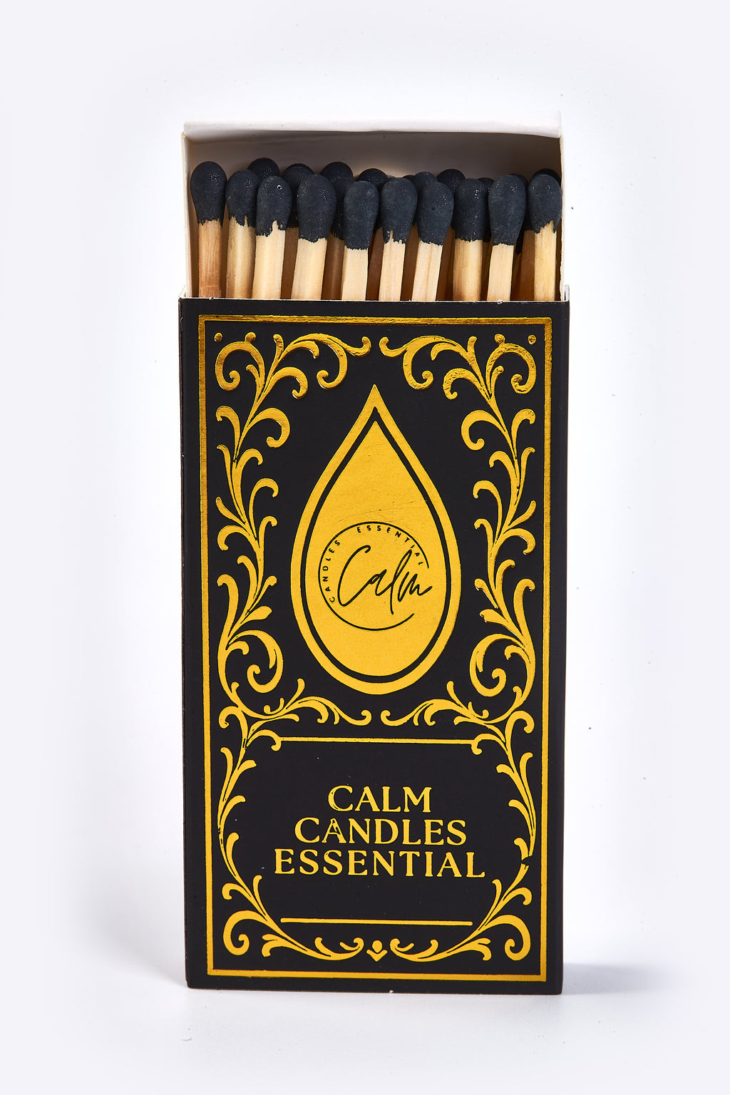 Calm Candles Essential Luxury Match Box – Gold Design for Candle Lovers