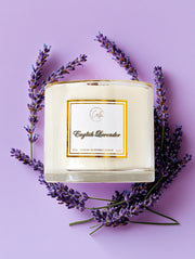 Calm Candles Essential - English Lavender Wooden Wicks Candle, Luxury Scented Soy Wax Jar Candle | Hand Poured | Highly Scented Long Lasting (15oz/445ml- XLarge)