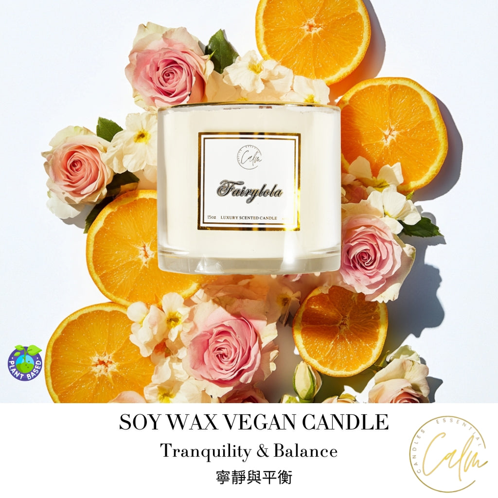 Calm Candles Essential – Fairylola für Ruhe & Ausgeglichenheit Holzdochtkerze | Luxuriöse Duftkerze aus Sojawachs im Glas | Handgegossen | Intensiver, langanhaltender Duft (445 ml – XLarge)