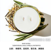 Calm Candles Essential - Lemongrass & Sage for Uplifting-Mood and Stress Relief Wooden Wicks Candle. | Luxury Vegan Scented Soy Wax Jar Candle | Highly Scented Long Lasting (15 Oz/445ml- X Large)