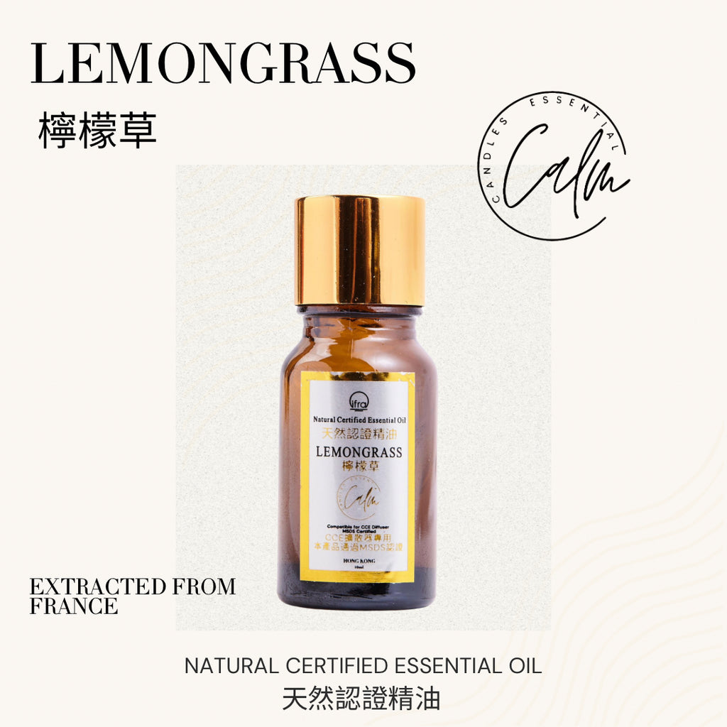 Calm Candles Essential - Lemongrass IFRA Certified Organic, Undiluted, Natural Essential Oil - Uplifting, Pure & Invigorating Aromatherapy - Revitalize Your Senses - Certified Quality for Holistic Wellness & Respiratory Support - 10ml
