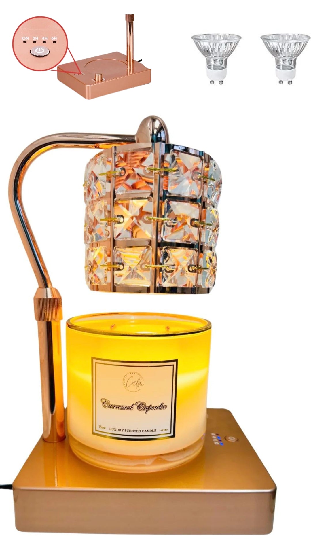 Calm Candles Essential - Elektrische Kristallkerzenwachswärmer, Einweihungsgeschenk für Mama, dimmbare Kerzenlampe, kompatibel mit Glaskerzen, Kerzenhalter für ästhetische Wohnkultur