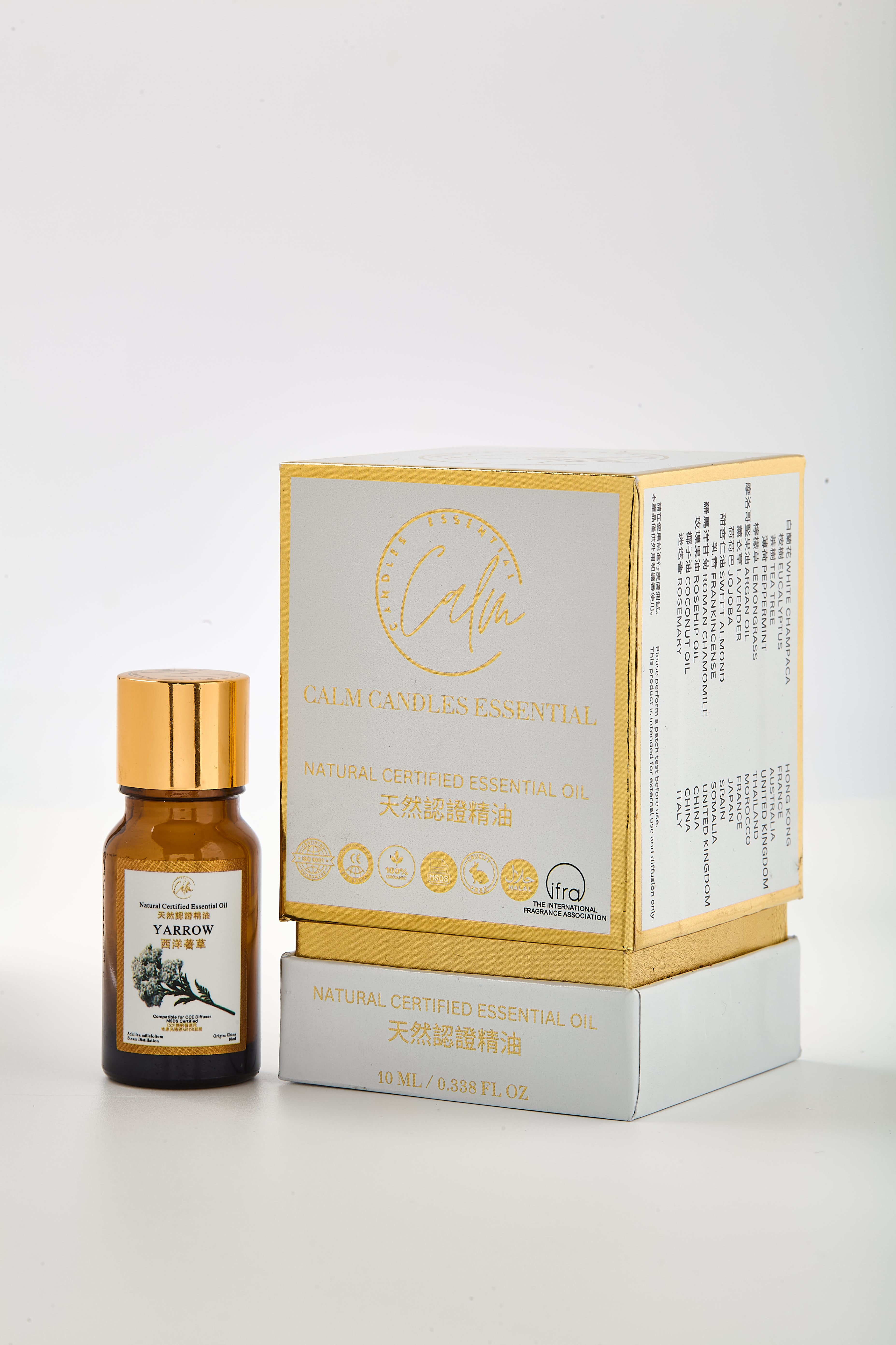 Calm Candles Essential Yarrow Oil (10ml) – 100% Pure Natural Yarrow Essential Oil for Skin Healing, Anti-Inflammatory Care & Relaxation | Premium Botanical Extract