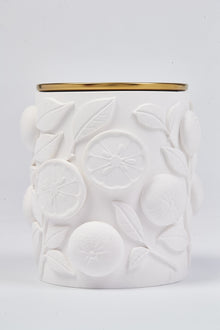 Yuzu Scented Beeswax Luxury Candle in White Porcelain Jar – 8oz Botanical Vegan Candle with Cherry Wood Wick | Calm Candles Essential