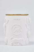 Yuzu Duftende Luxus-Bienenwachskerze im weißen Porzellangefäß – 8oz Botanische Vegane Kerze mit Kirschholzdocht | Ruhige Kerzen Essentiell