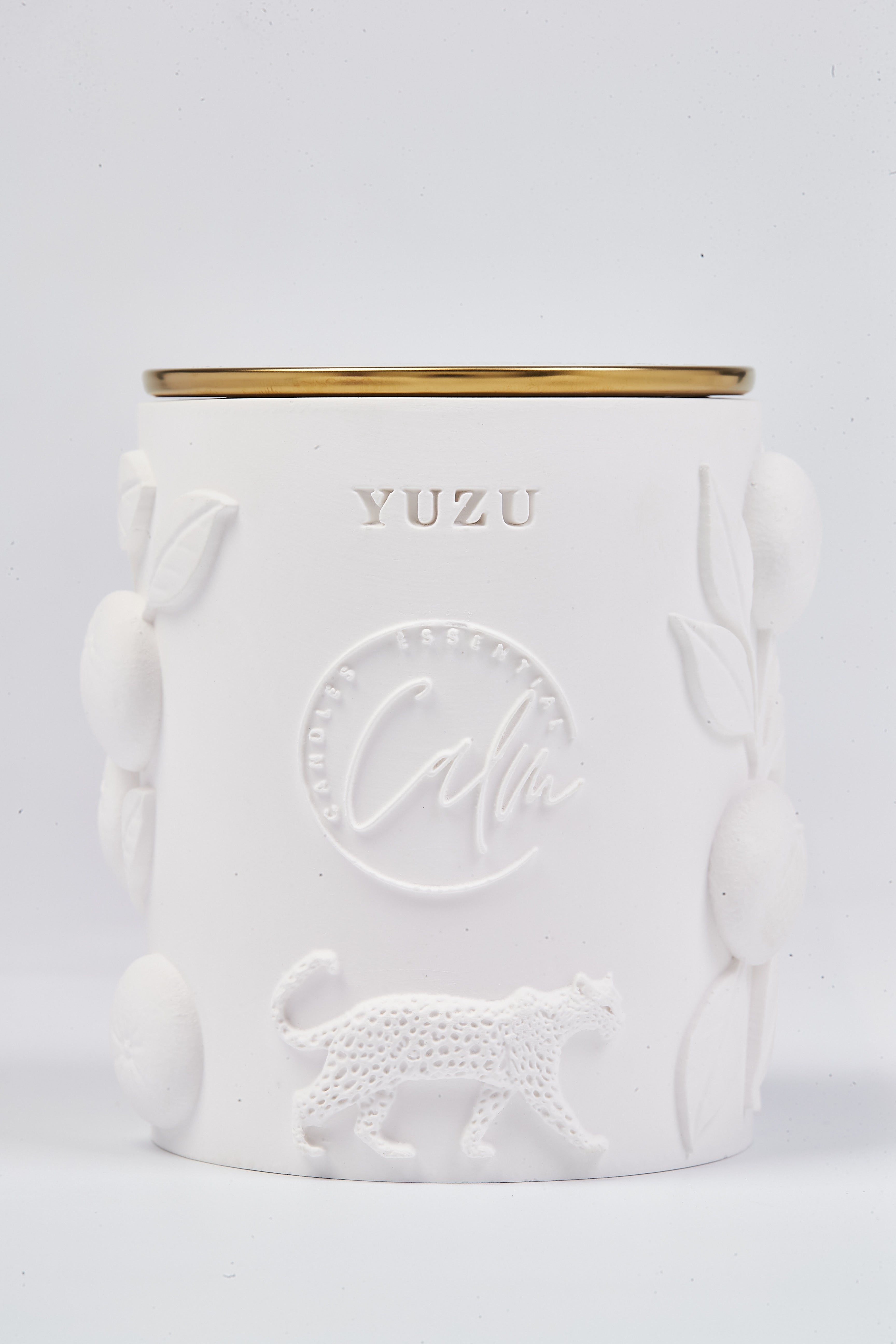 柚子香氛蜂蠟奢華蠟燭，白色瓷罐裝 – 8盎司植物純素蠟燭，櫻桃木燭芯 | Calm Candles Essential
