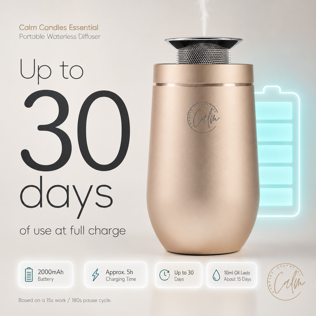 Calm Candles Essential | 10ml Cordless  Touch Screen Professional Grade Diffuser Waterless Rechargeable Portable Mini Essential Oil Car Aroma Diffuser without oil (2000mah,Gold)