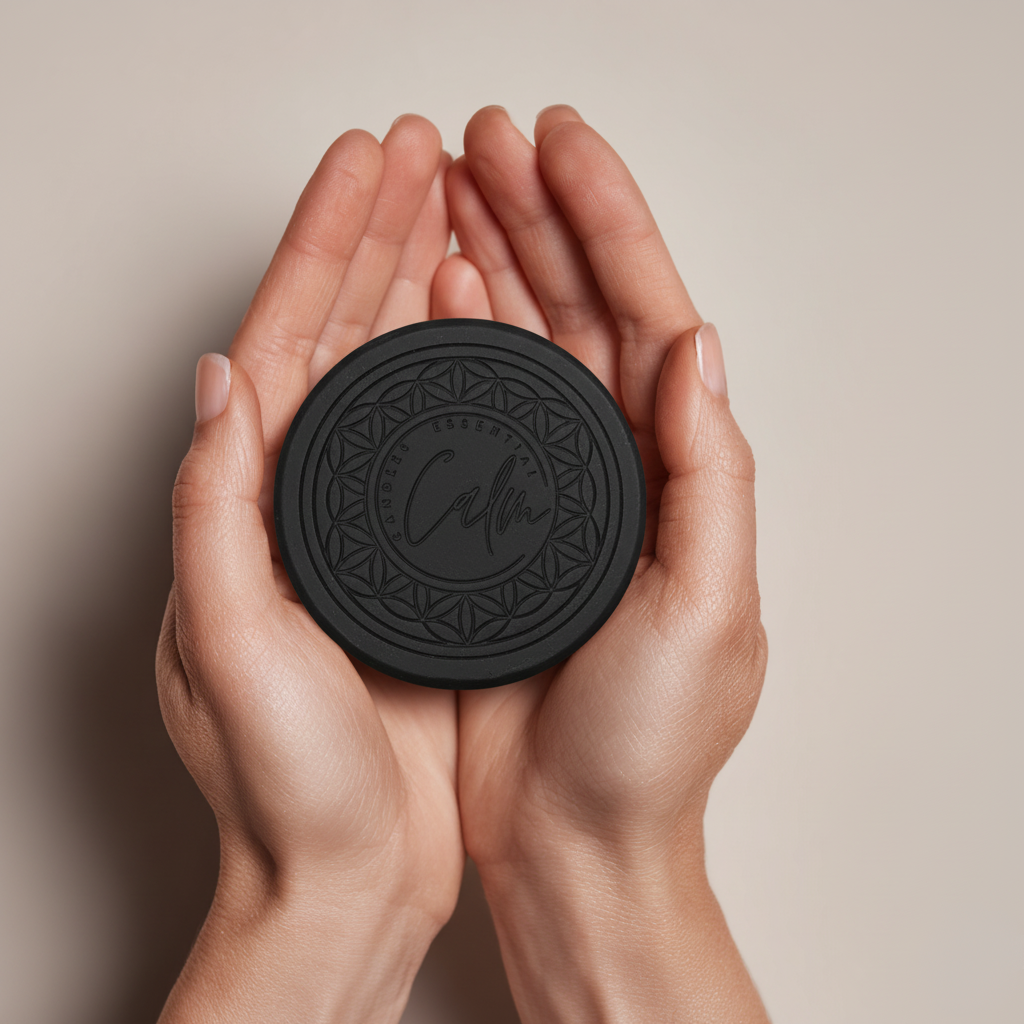 Calm Candles Essential Cold-Pressed Black Charcoal Peppermint Lemon Peel Soap, 150 g, Solid Bar Cleanser, Deep Cleansing & Deodorizing, Refreshing Mint Citrus, Made in Japan