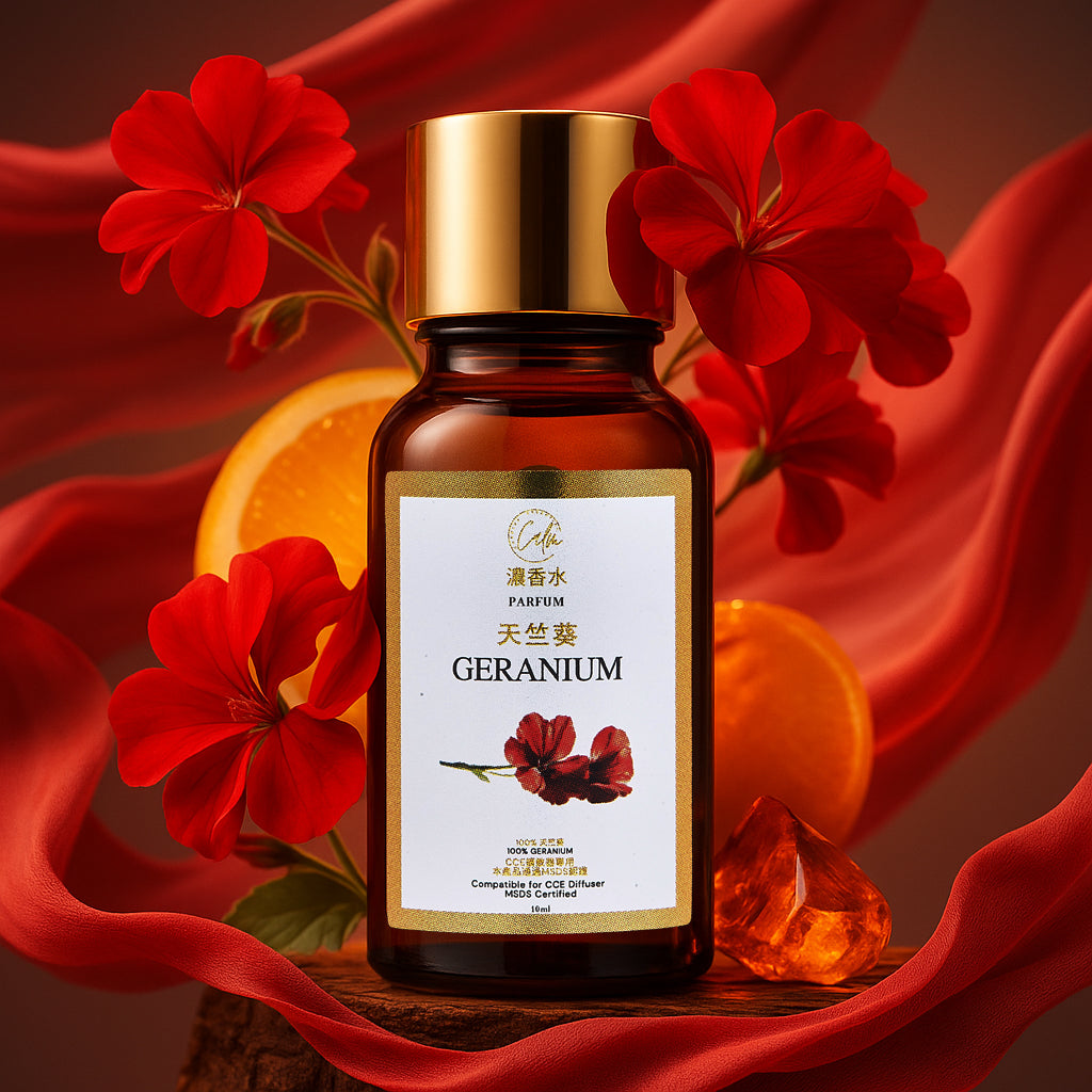 Calm Candles Ätherisches 10ml Geranium Parfüm Duftöl – Bio-Blumen-Aromatherapie-Mischung mit Rose, Zitrusfrüchten & Kräuternoten