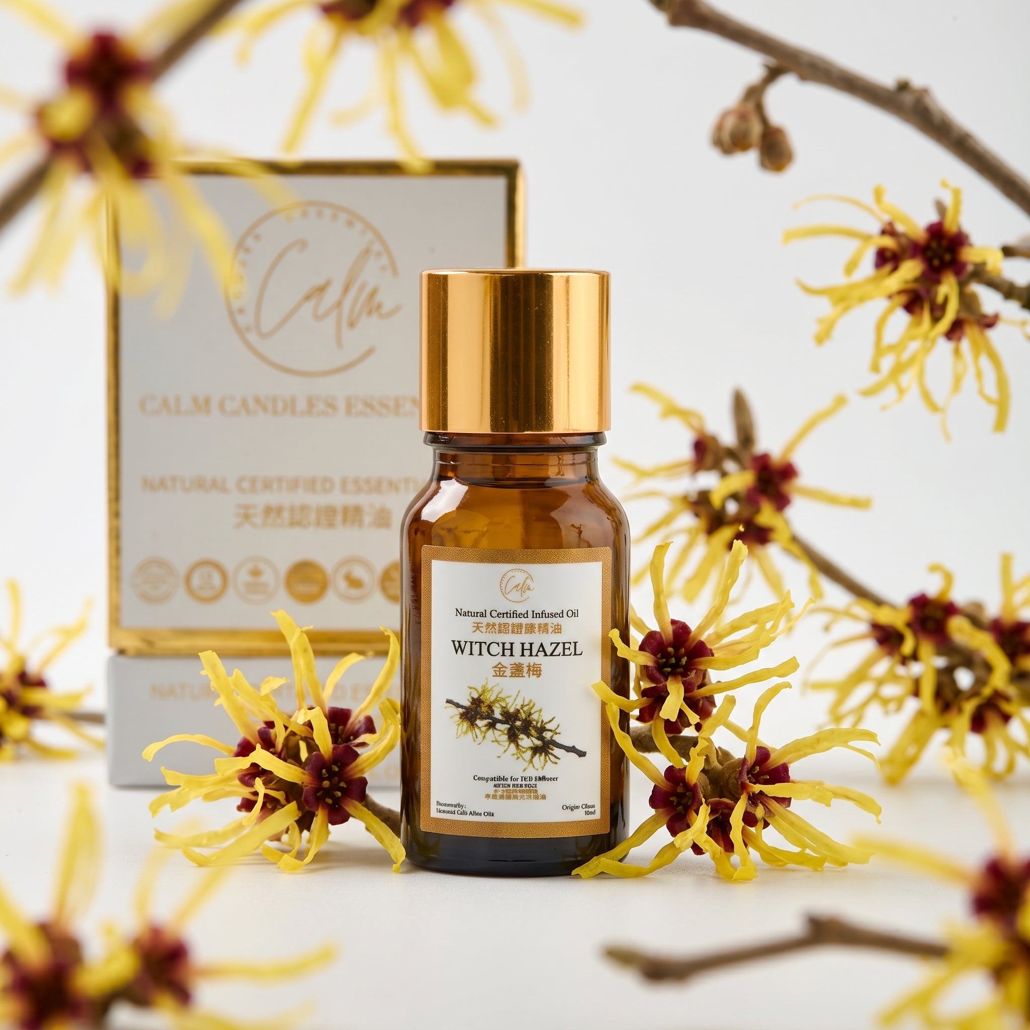 Witch Hazel Oil 10ml – Natural Astringent for Skin Tightening, Pore Minimizing & Acne Relief | Calm Candles Essential Premium Botanical Oil