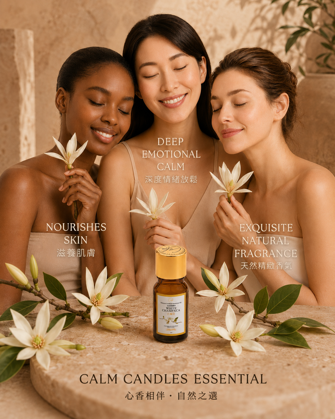 Calm Candles Essential - Magnolia x Alba Certified Organic, Undiluted, Natural Essential Oil - Soothing, Uplifting & Healing Aromatherapy - Enhance Well-Being & Respiratory Health - 10ml