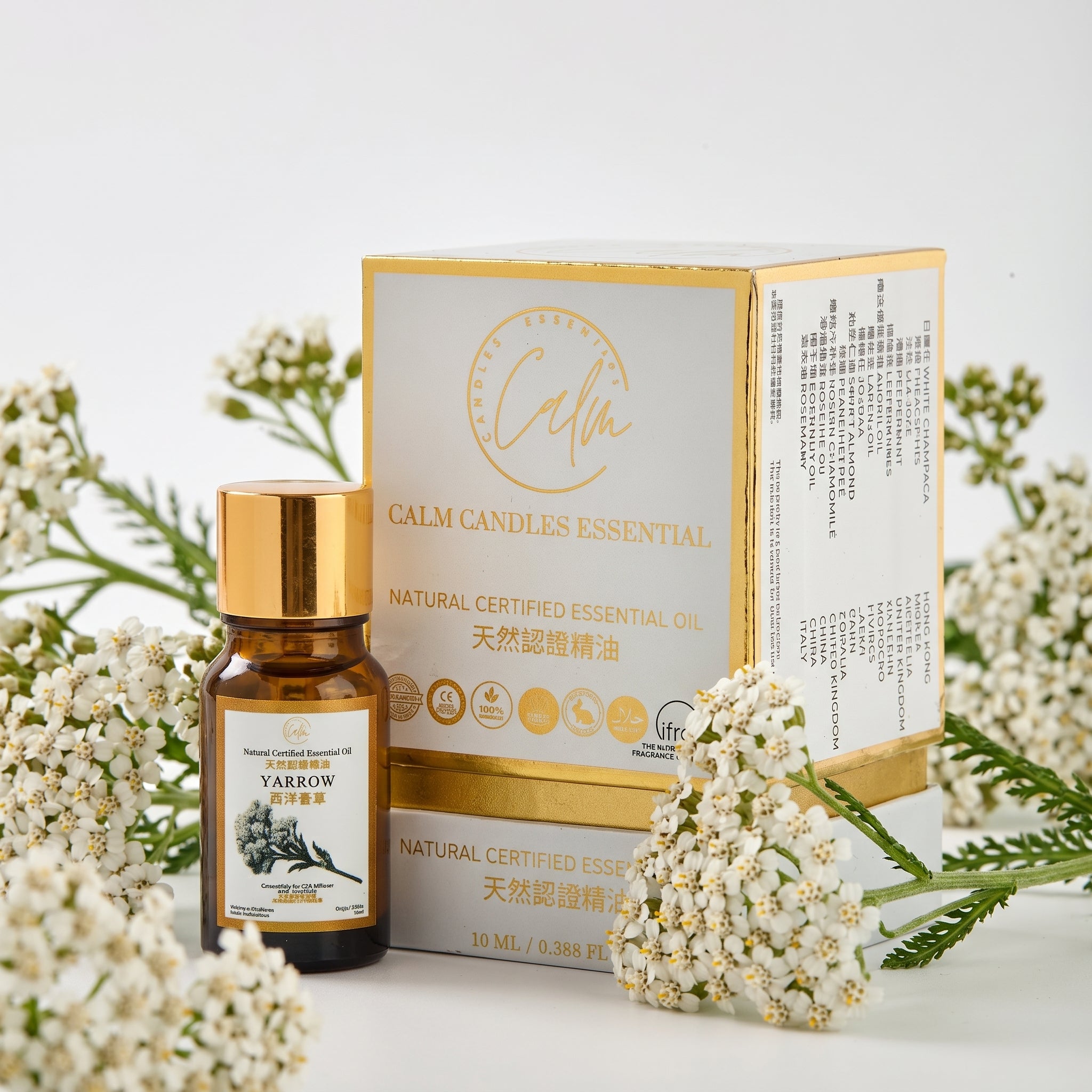 Calm Candles Essential Yarrow Oil (10ml) – 100% Pure Natural Yarrow Essential Oil for Skin Healing, Anti-Inflammatory Care & Relaxation | Premium Botanical Extract