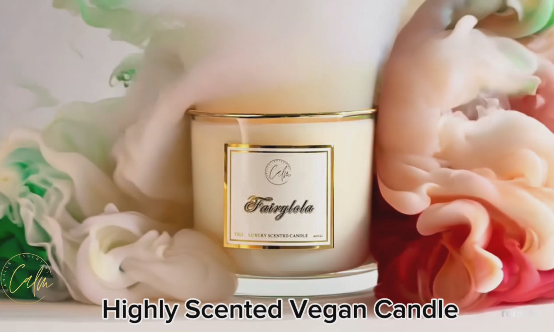 Calm Candles Essential – Fairylola für Ruhe & Ausgeglichenheit Holzdochtkerze | Luxuriöse Duftkerze aus Sojawachs im Glas | Handgegossen | Intensiver, langanhaltender Duft (445 ml – XLarge)