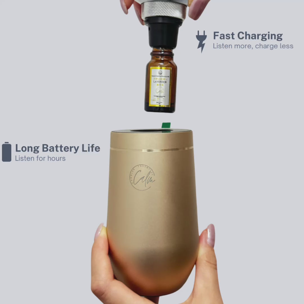 Calm Candles Essential | 10ml Cordless  Touch Screen Professional Grade Diffuser Waterless Rechargeable Portable Mini Essential Oil Car Aroma Diffuser without oil (2000mah,Gold)