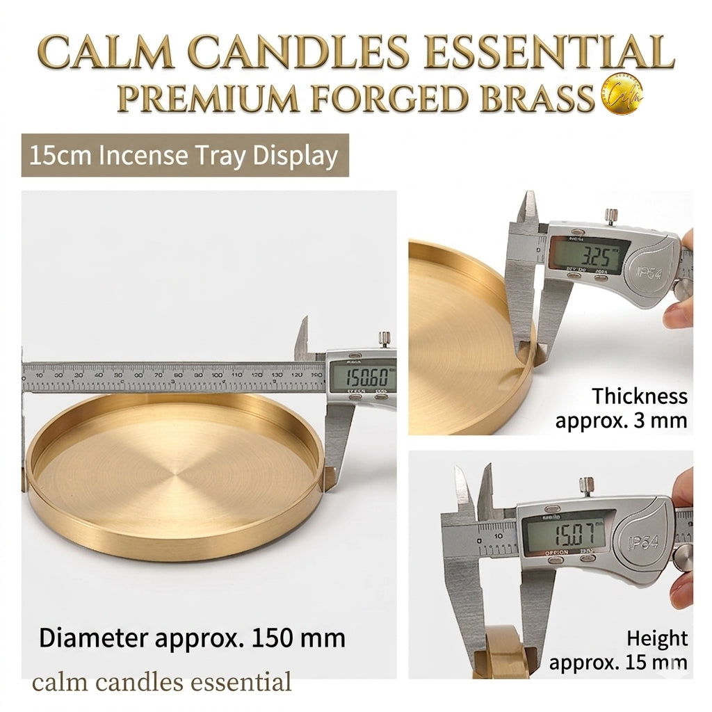 Calm Candles Essential | Hand-Forged Solid Brass Incense Tray & Globe Holder Collection