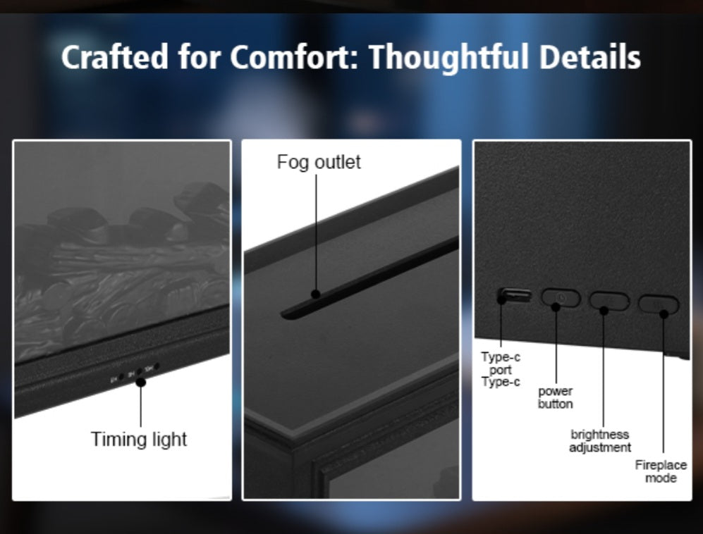 Fireplace Ultrasonic Aroma Diffuser – 3 Free Essential Oils | 7-Color Flame Light, Remote Control, and Auto-Off Timer for Home, Bedroom, or Yoga Studio (Black)