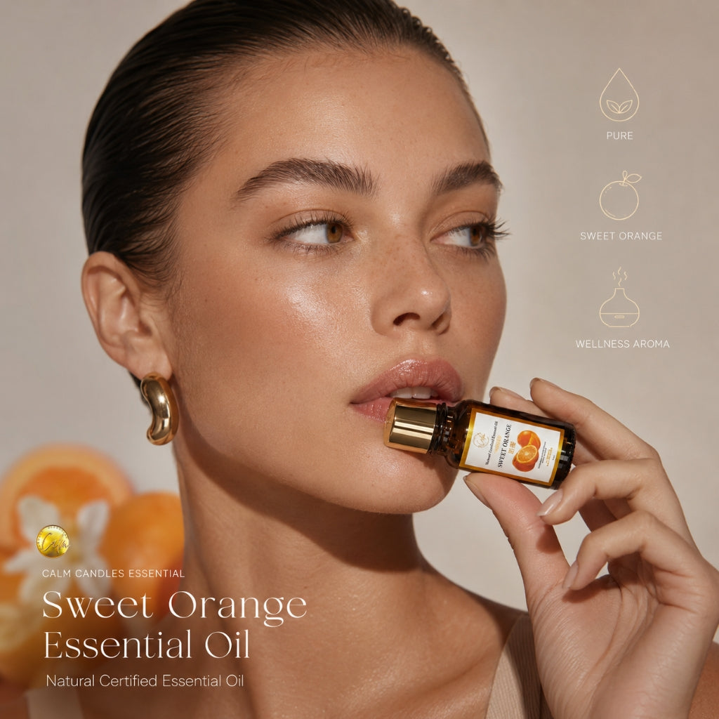 Calm Candles Essential – Sweet Orange Certified Organic, Undiluted, Natural Essential Oil – Uplifting, Refreshing & Mood-Boosting Aromatherapy |  Enhance Energy, Relaxation & Home Fragrance – 10ml