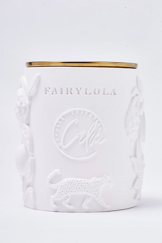 Fairylola Scented Beeswax Luxury Candle in Porcelain Jar – 8oz Grapefruit Botanical Vegan Candle with Wood Wick | Calm Candles Essential