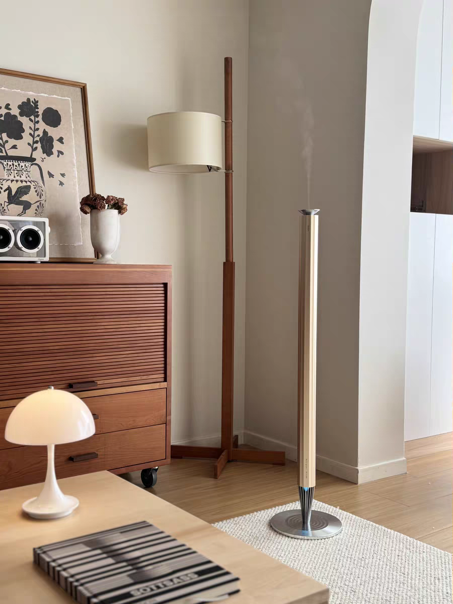 Calm Space 2000 - Free Fragrance & Stand LED Base(Industrial) Large Area Waterless Essential Oil Diffuser, Cordless Rechargeable Diffuser, Smart Bluetooth Diffuser, Luxury Wireless Aromatherapy Diffusers for Home, Office & Hotels, Champagne Gold- 20000mah