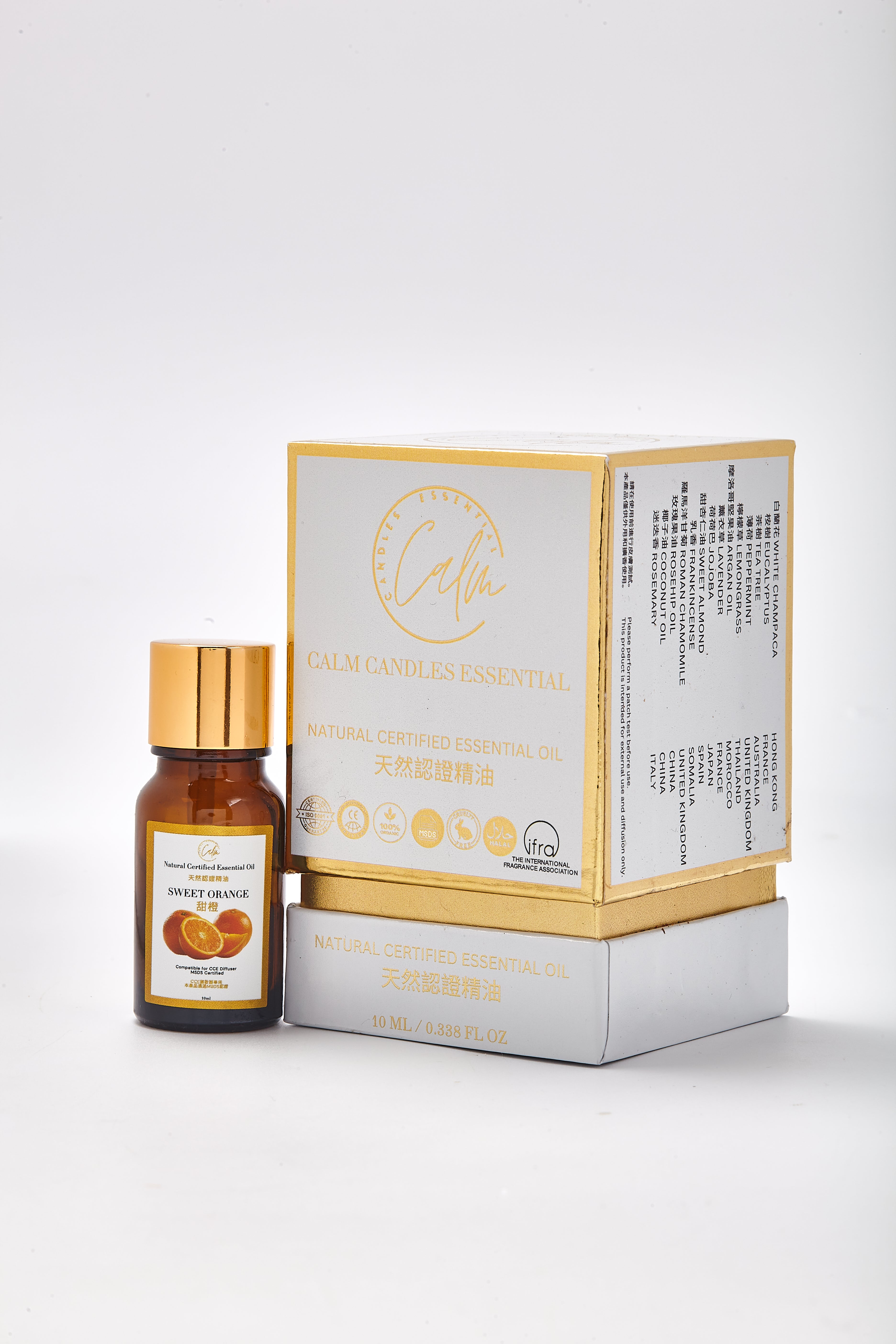 Calm Candles Essential – Süße Orange, zertifiziert Bio, unverdünnt, natürliches ätherisches Öl – Stimmungsaufhellende, erfrischende und belebende Aromatherapie | Steigert Energie, Entspannung und Raumduft – 10ml
