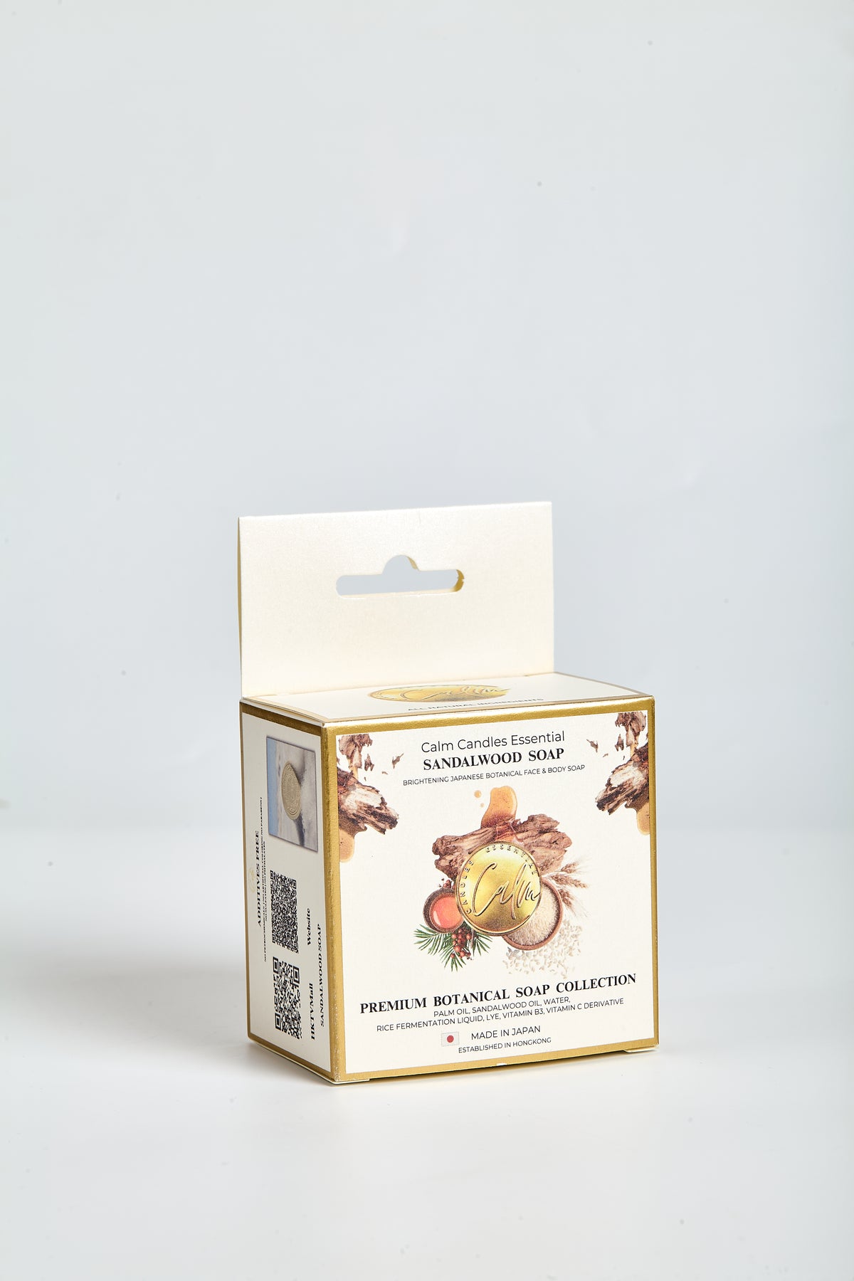 Calm Candles Essential Sandalwood Brightening Face & Body Soap — 150g | Vitamin B3 + Vitamin C Derivative | Made in Japan