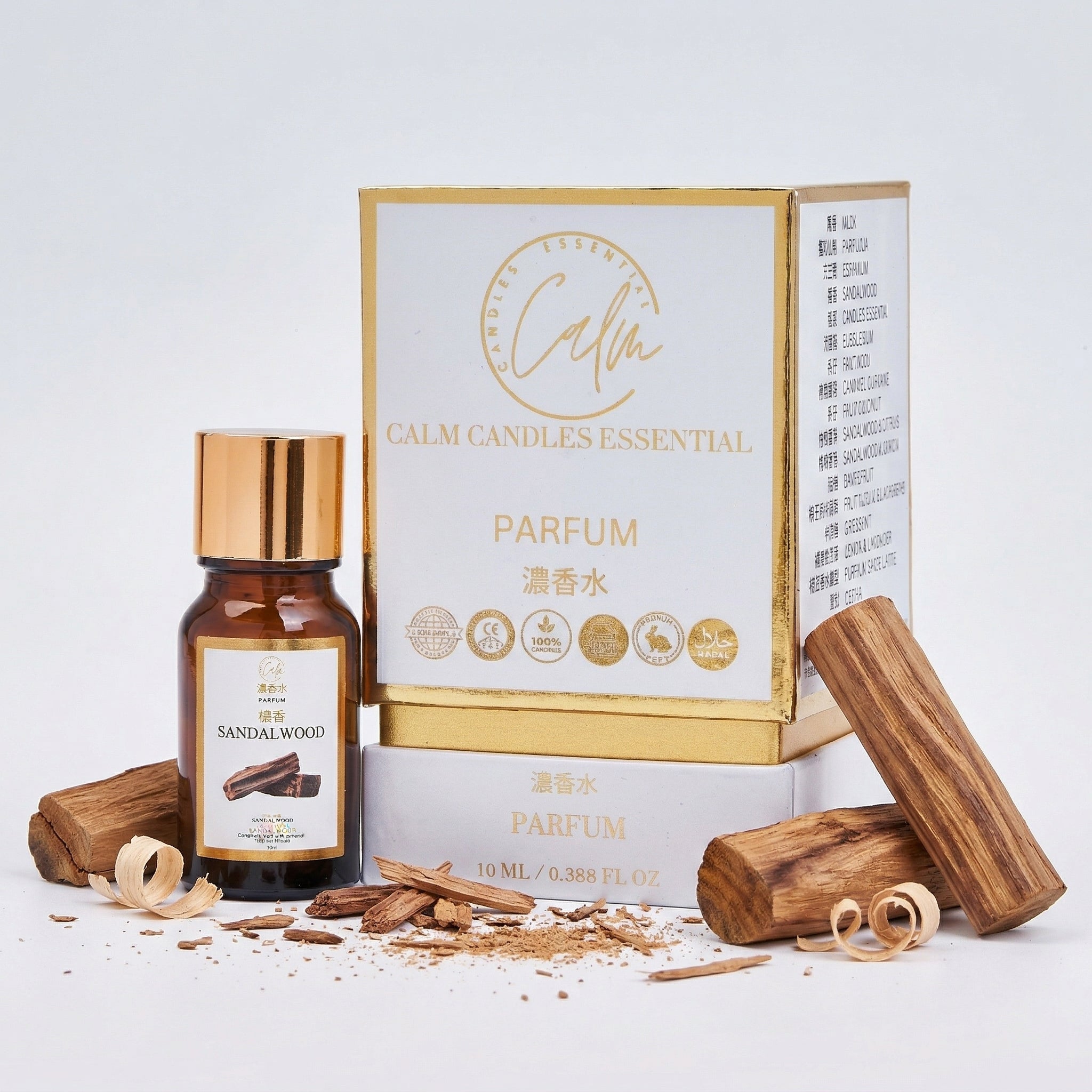 Calm Candles Essential 10ml Sandelholz Parfum Duftöl – Bio holzige Aromatherapie mit warmen, samtigen Noten