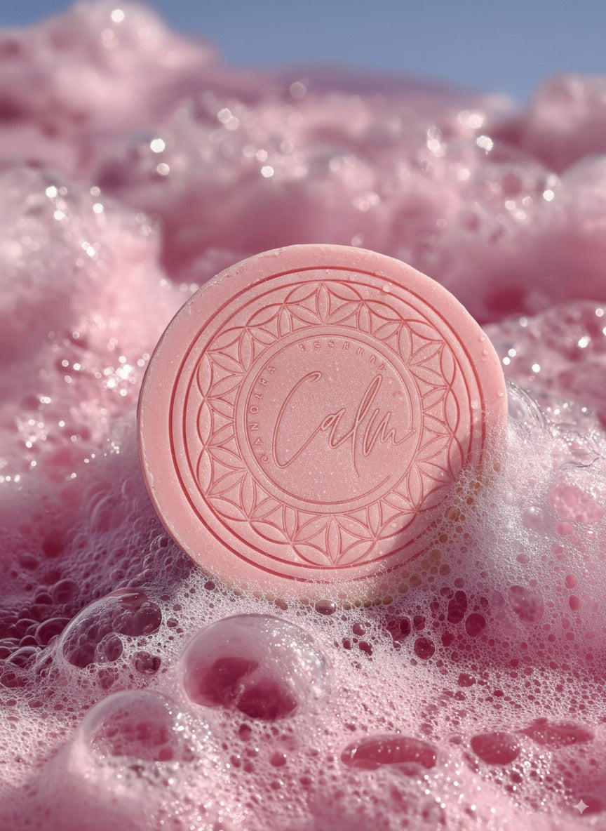 Calm Candles Essential Sakura (Cherry Leaf) Soap Bar, 150 g, Solid Face & Body Cleanser, Kaolin Clay Purifying Care, With Butylene Glycol + Prunus Yedoensis Extract, Coconut Oil & Palm Oil Base, Made in Japan