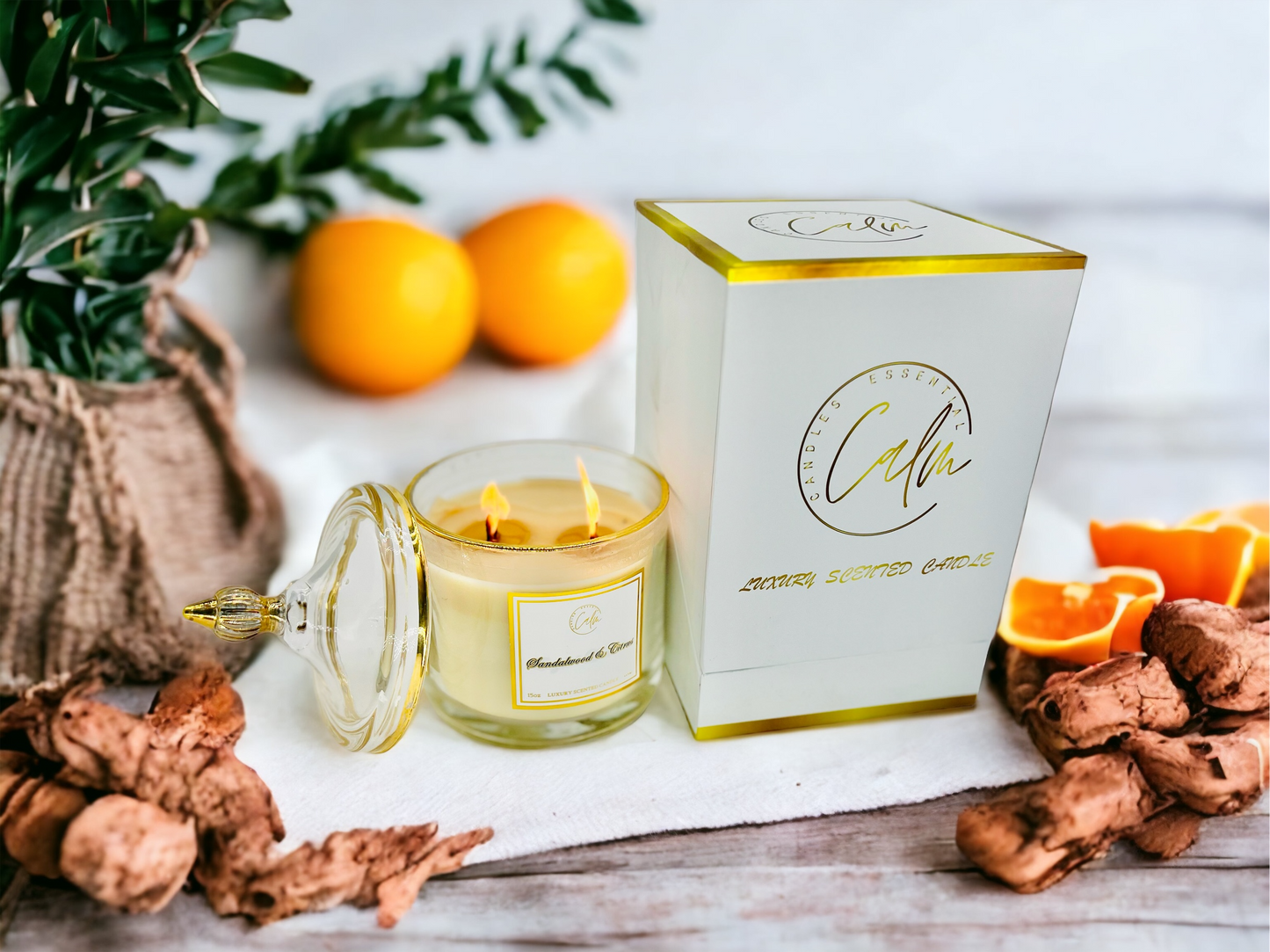 Sandalwood and Citrus Candle | Scented Candle | Calm Candles Essential