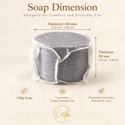 Calm Candles Essential Black Charcoal, Peppermint & Lemon Face + Body Soap – 150g | Made in Japan | Botanical Cleansing Bar with Charcoal, Peppermint & Lemon Peel