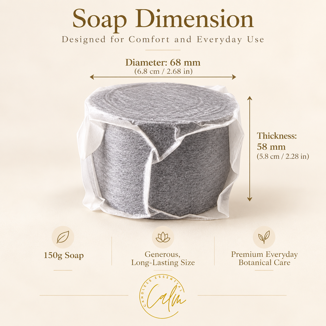 Calm Candles Essential 冷壓黑炭薄荷檸檬皮香皂，150克，固體潔面皂，深層清潔除臭，清新薄荷柑橘香型，日本製造