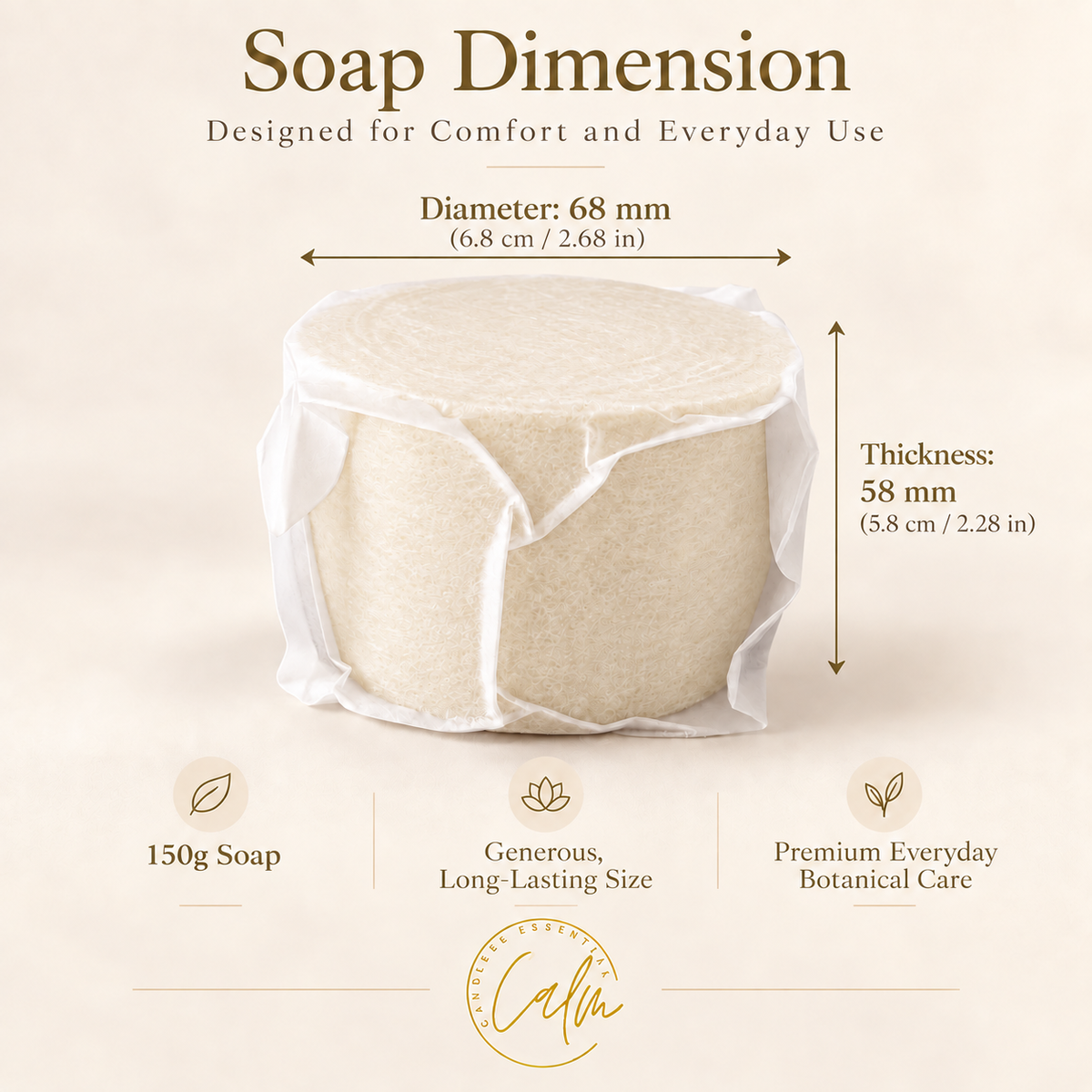 Calm Candles Essential Tea Tree & Jojoba Face + Body Soap – 150g | Made in Japan | Botanical Cleansing Bar with Tea Tree, Jojoba, Coconut & Palm Oils