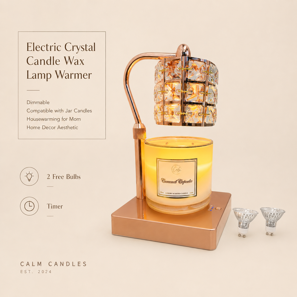 Calm Candles Essential -  Electric Crystal Candle Wax Lamp Warmer, Housewarming for Mom, Dimmable Candle Lamp Compatible with Jar Candles, Candle Holder for Home Decor Aesthetic