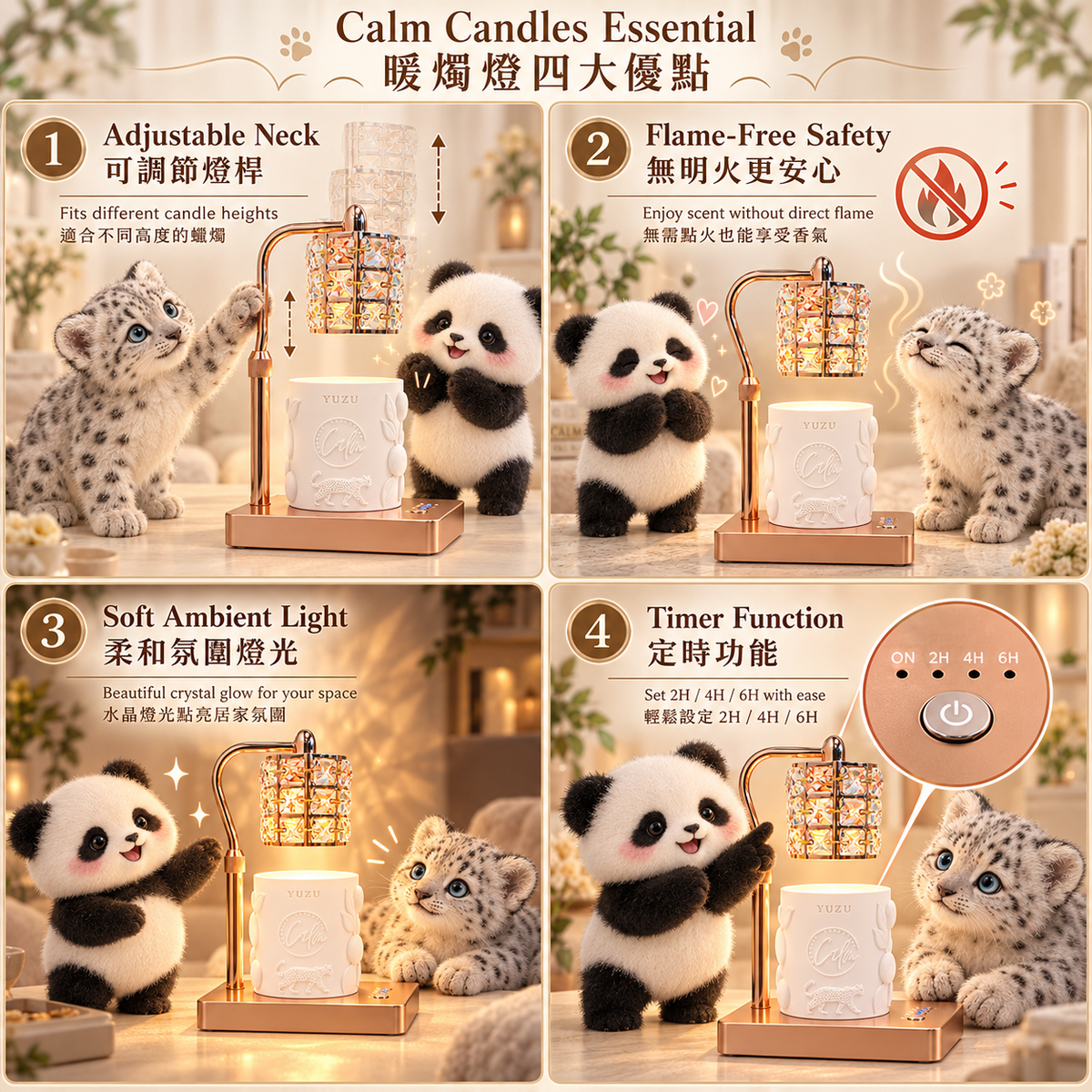 Calm Candles Essential - Elektrische Kristallkerzenwachswärmer, Einweihungsgeschenk für Mama, dimmbare Kerzenlampe, kompatibel mit Glaskerzen, Kerzenhalter für ästhetische Wohnkultur